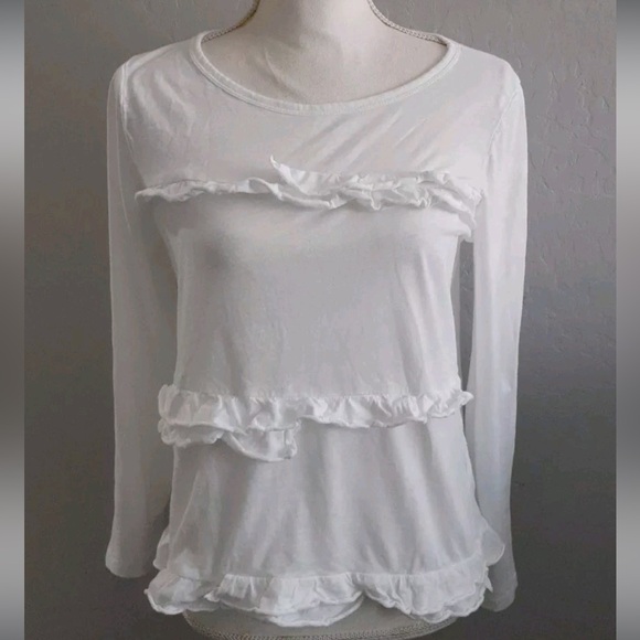 J. Crew Cream Ruffle Blouse - Picture 1 of 4